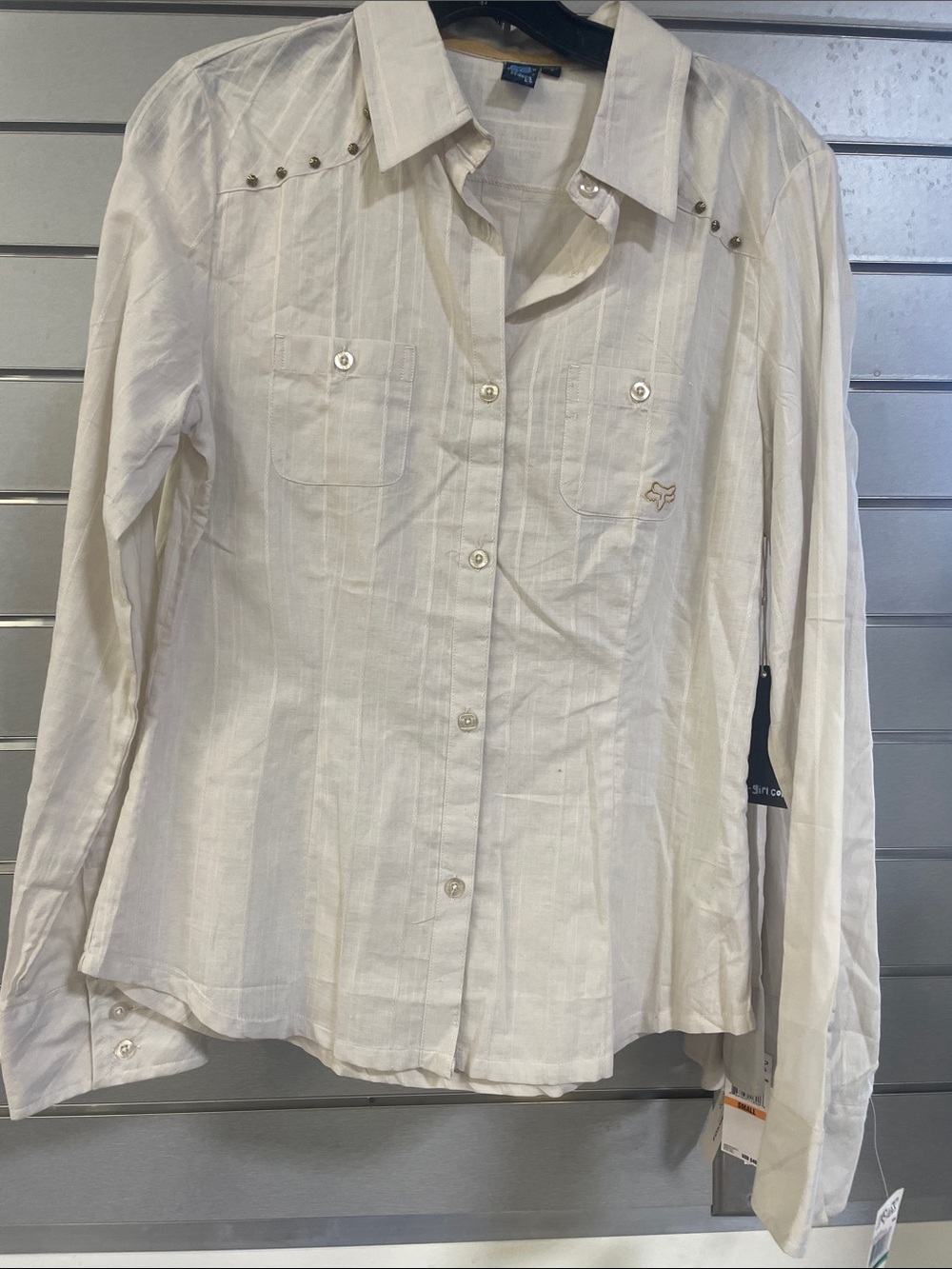 Fox Cream Button-Down Shirt with Stud Details